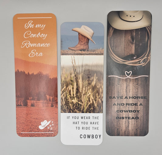 Set of three Cowboy Romance Bookmarks