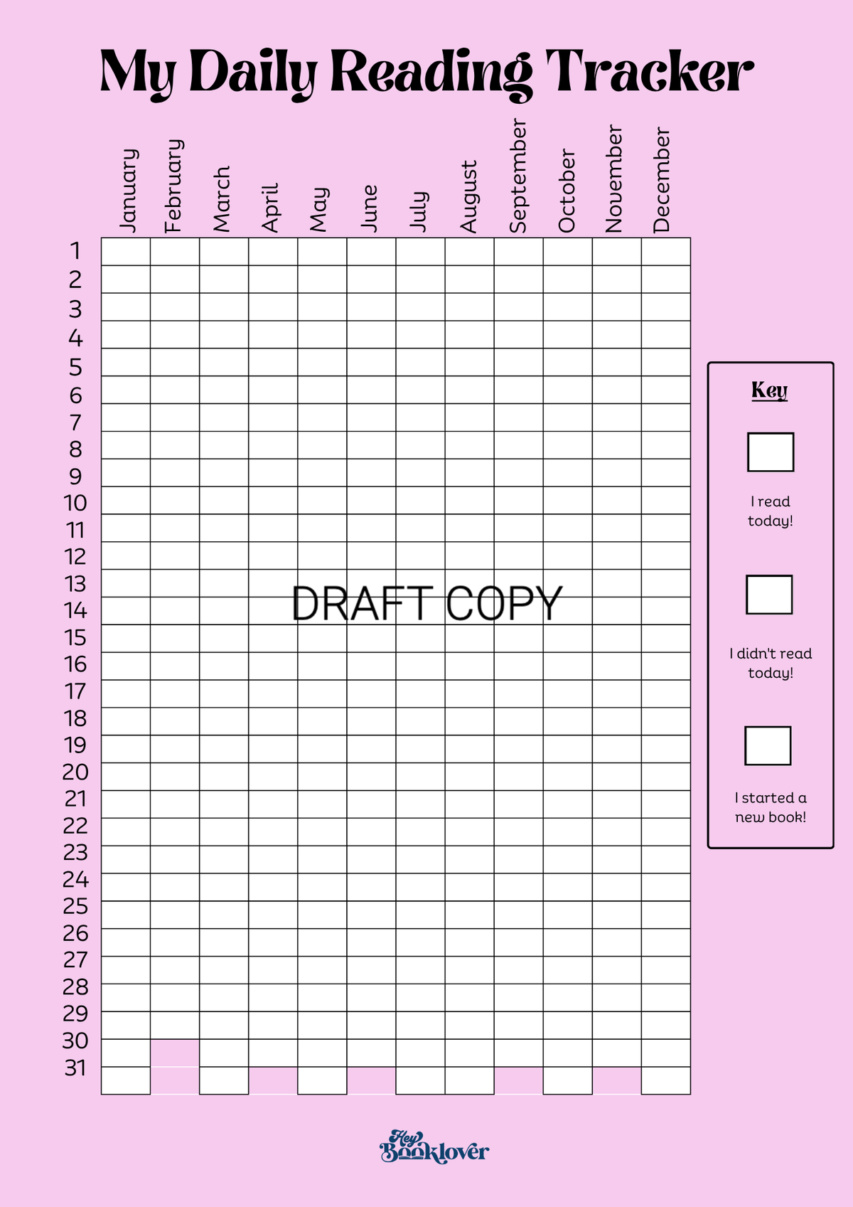 Daily Reading Tracker Poster (for a year!)