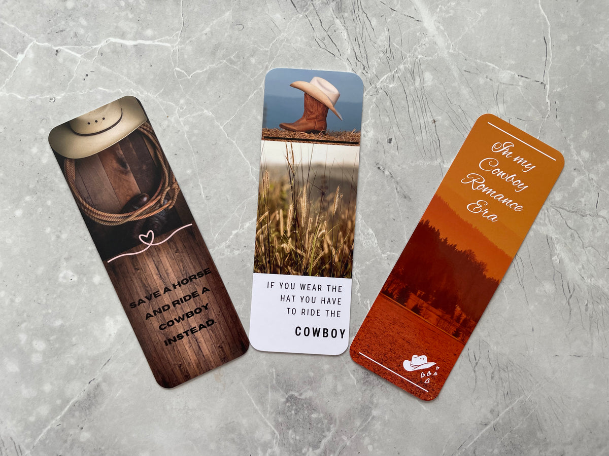 Set of three Cowboy Romance Bookmarks